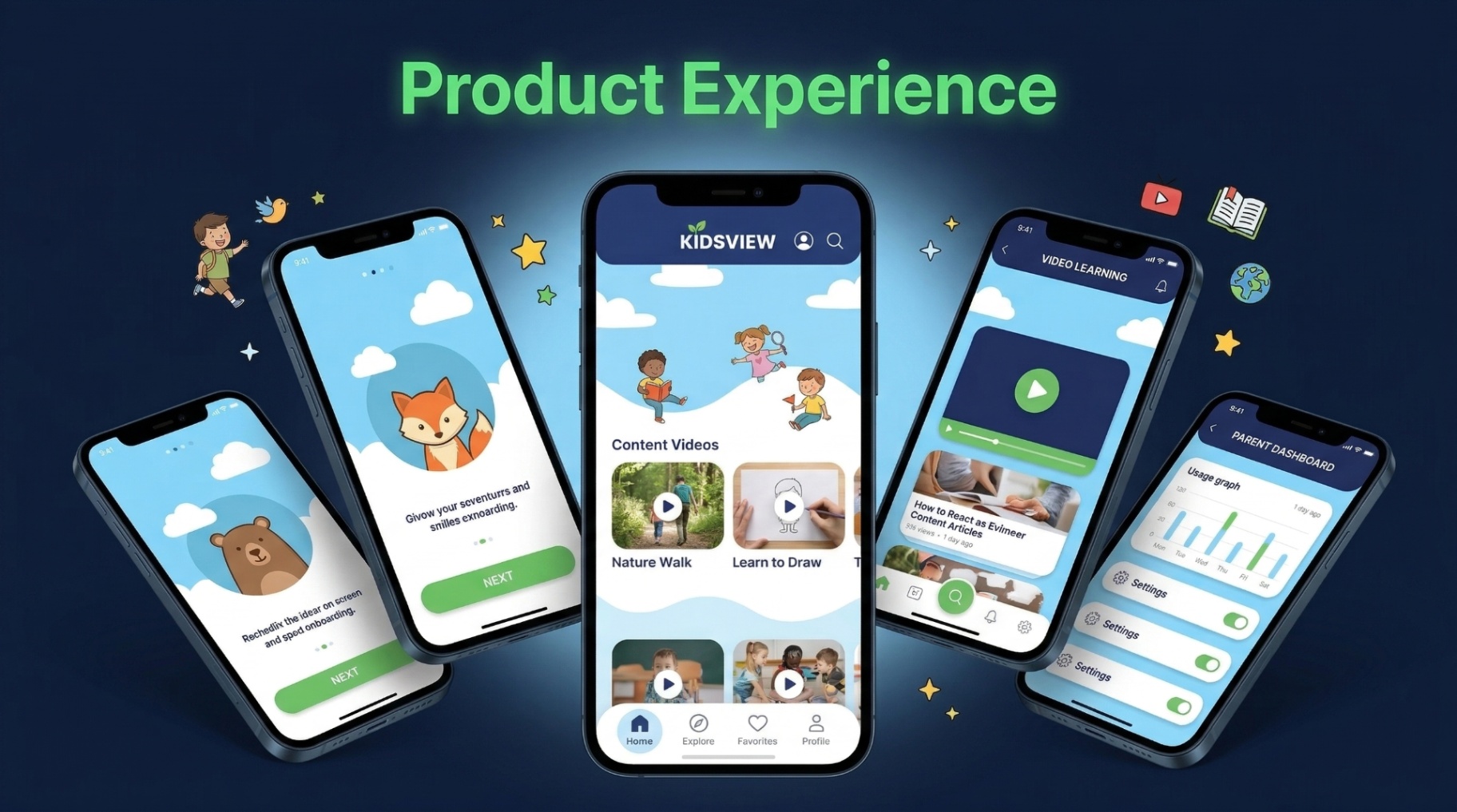 Kids View product experience across mobile screens