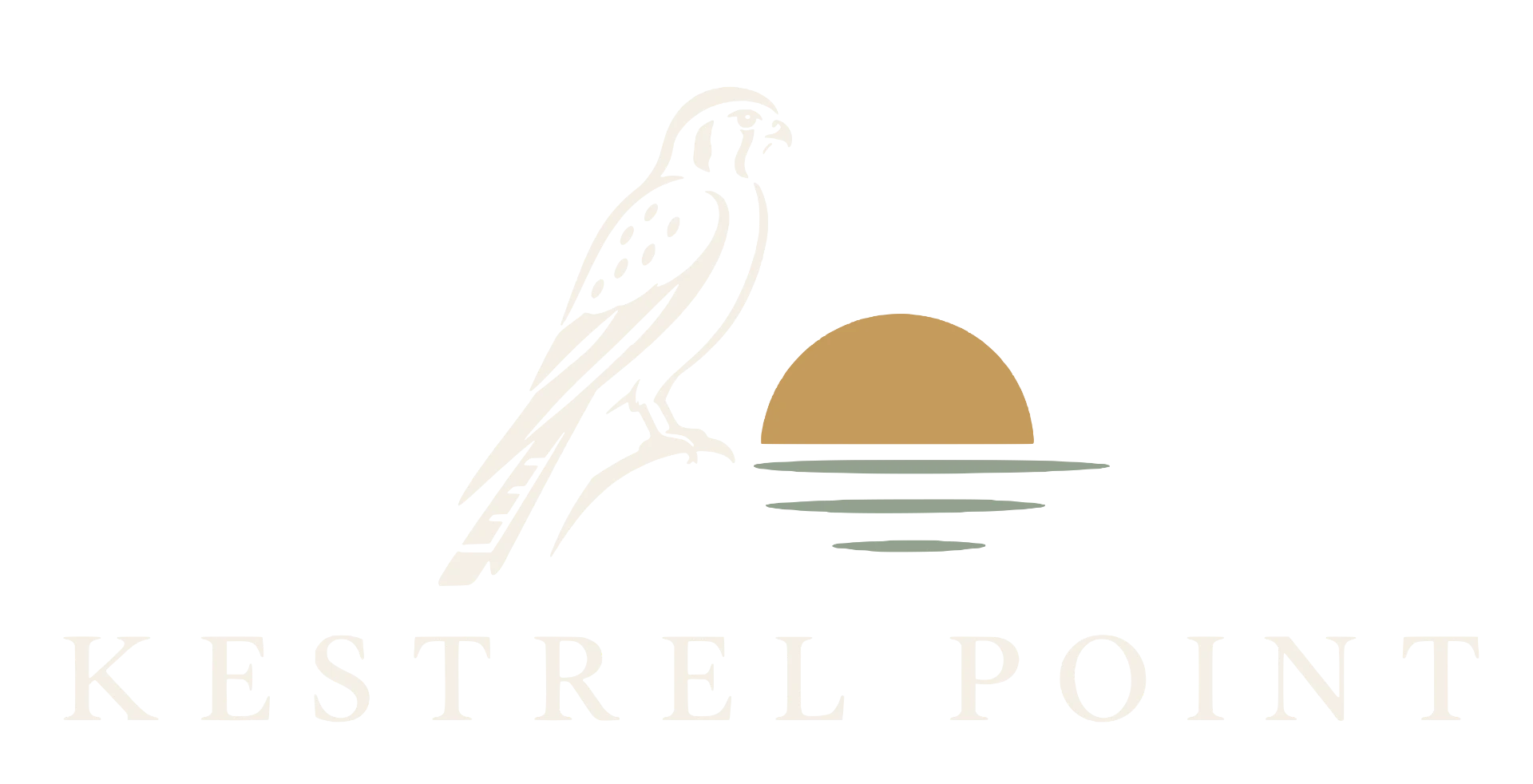 Kestrel Point logo in reversed light colors