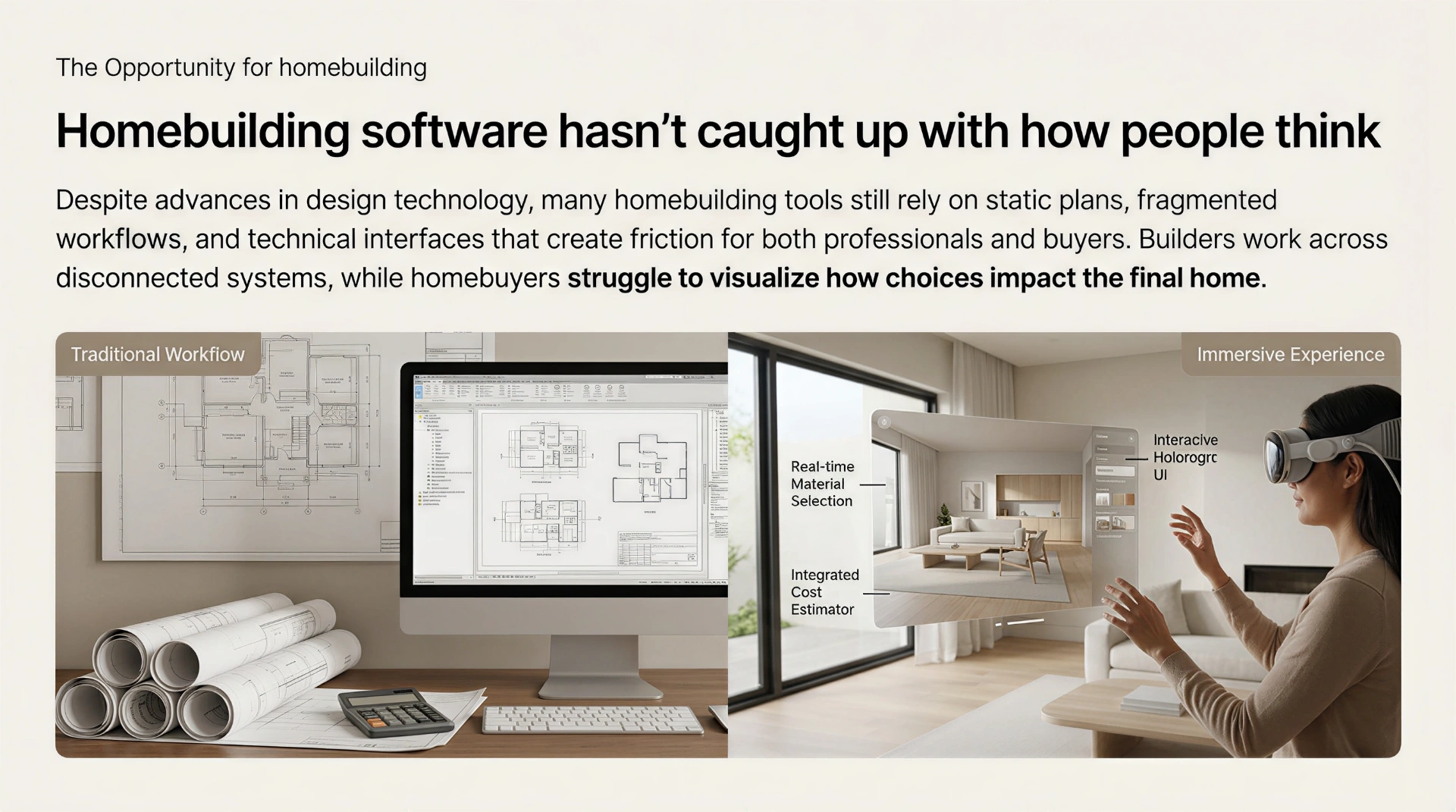 Traditional workflow vs. immersive experience