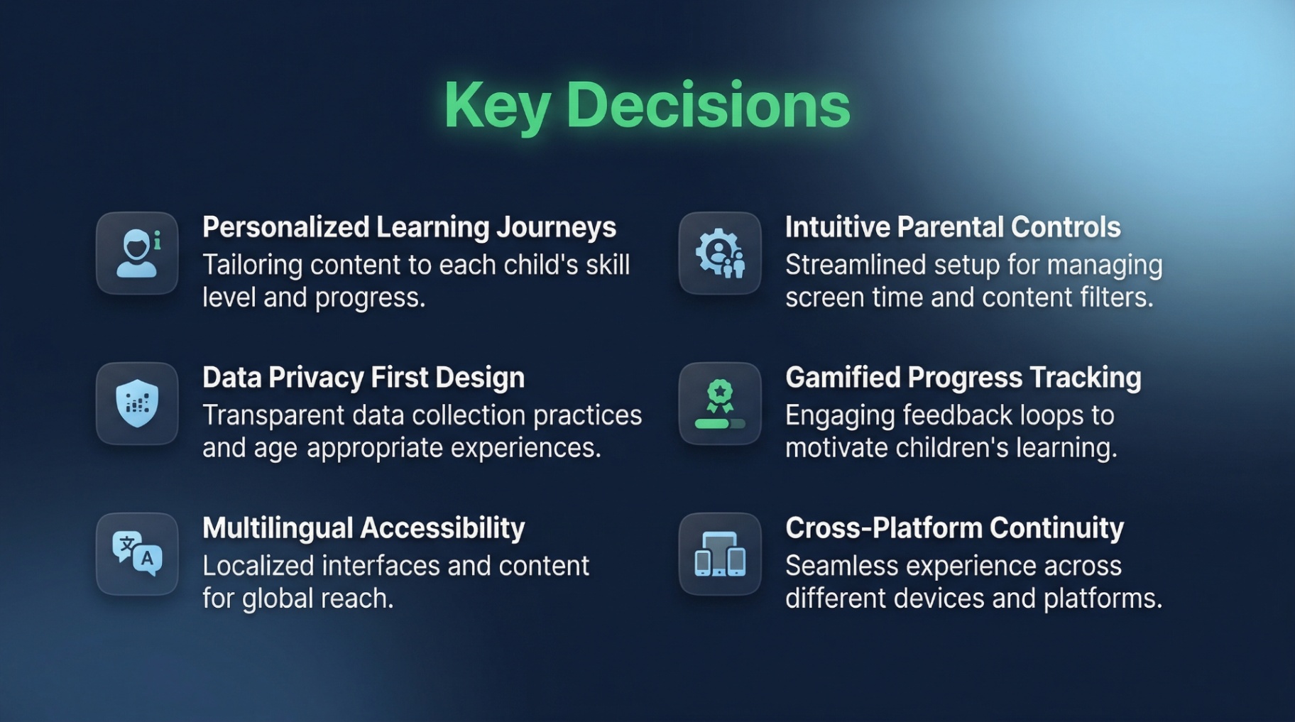 Key design decisions grid