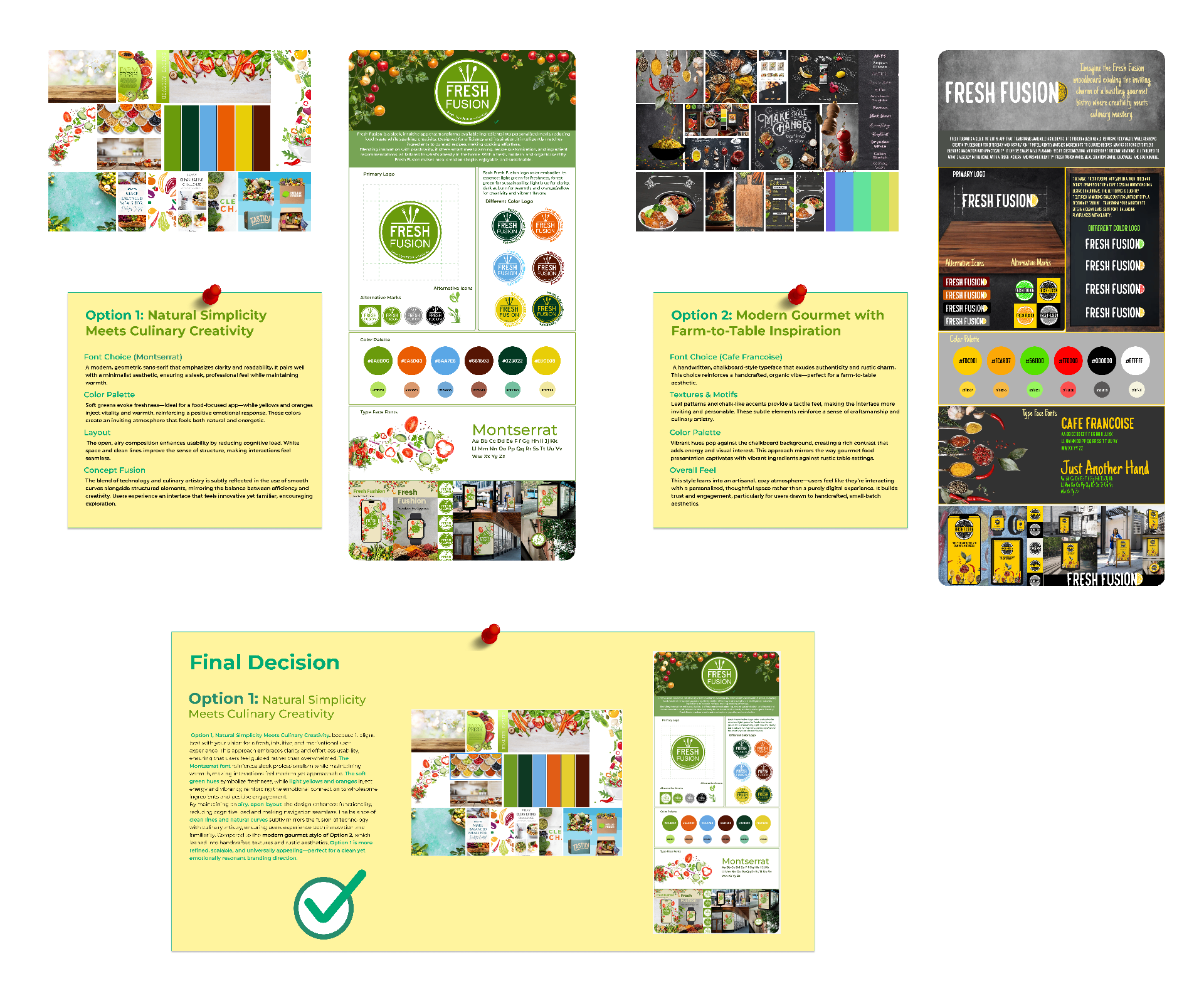 Fresh Fusion brand identity direction: Natural Simplicity Meets Culinary Creativity