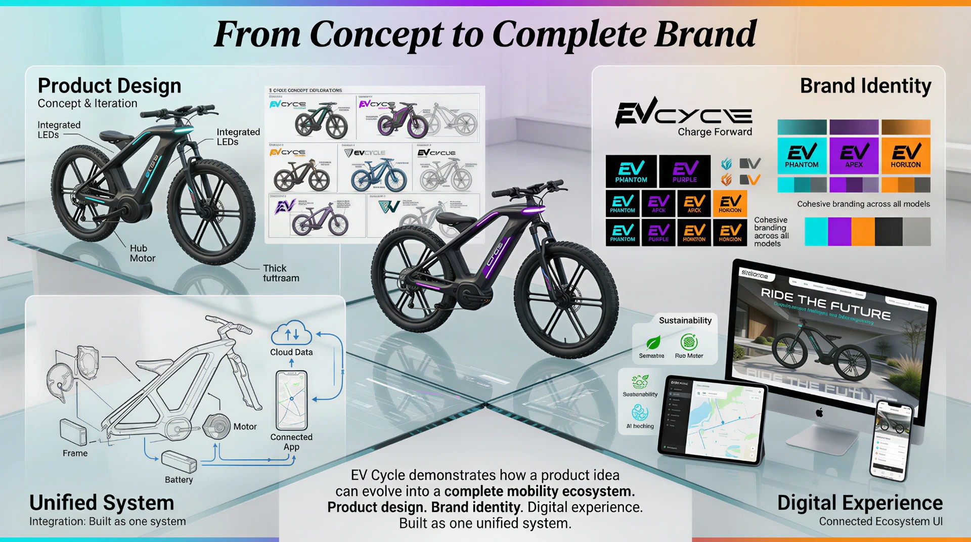From concept to complete brand, product design, unified system, brand identity, and digital experience