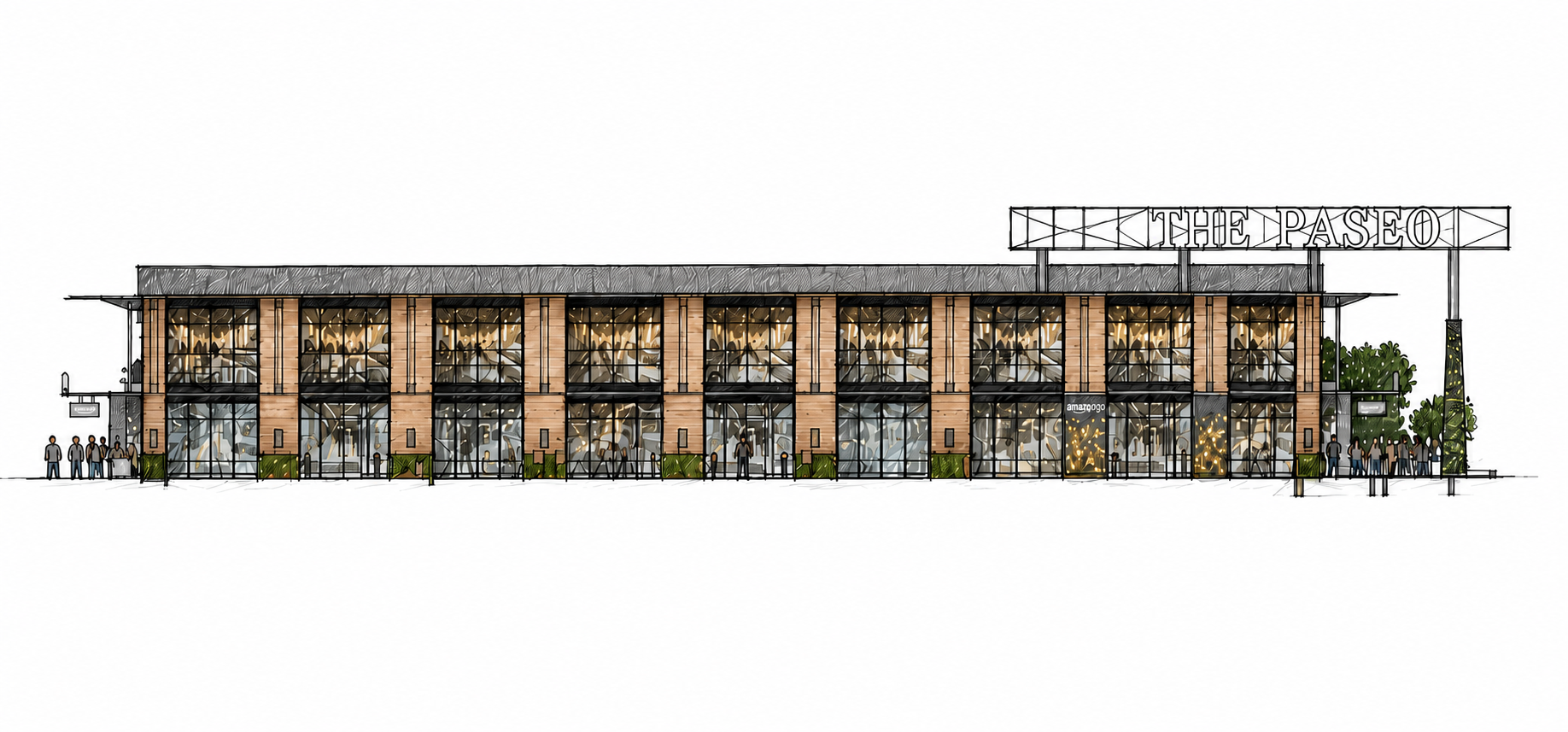 Front view concept visualization of The Paseo frontage