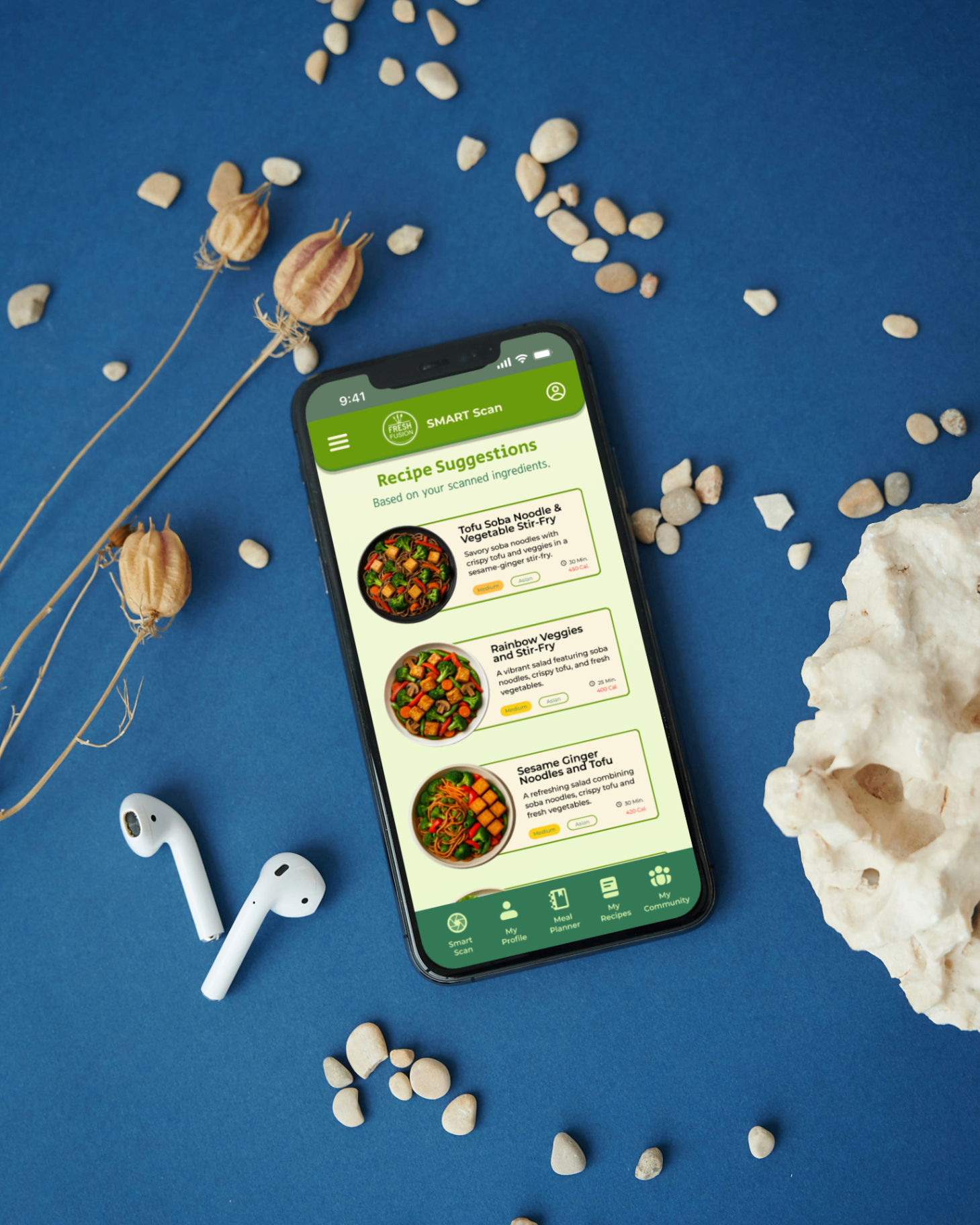 Fresh Fusion mobile app mockups