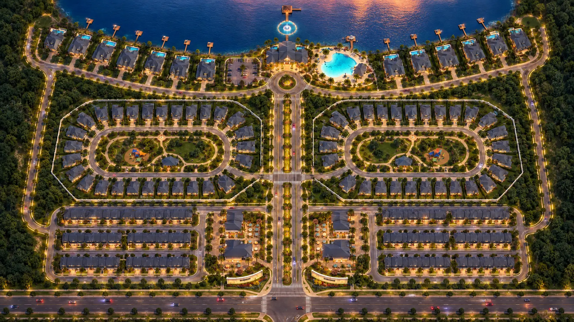 Kestrel Point illustrated site plan, night