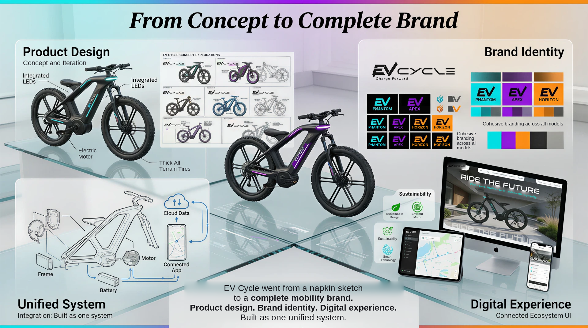 From concept to complete brand, product design, unified system, brand identity, and digital experience